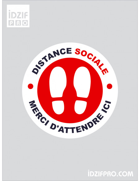 Stickers de sol distance social de sécurité fond blanc texte rouge