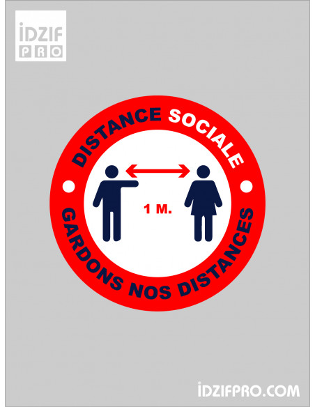 Stickers distance sociale fond rouge texte noir et blanc